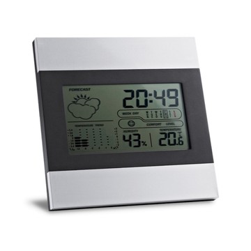 Настільний електронний годинник з прогнозом погоди, календарем, будильником.