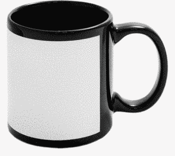 Чашка цветная с белым окном для печати 330 мл, черная