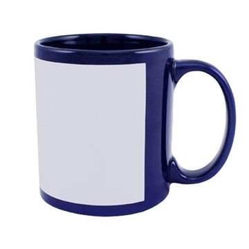 Чашка цветная с белым окном для печати 330 мл, синяя