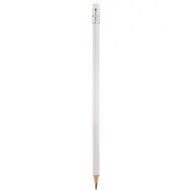 Олівець простий під лого, заточений тригранний, з ластиком, білий 104283-02-0113 фото