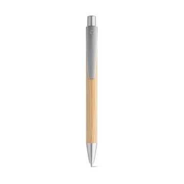 Авторучка бамбукова під лого з срібним кліпом, кнопкою і носиком 91378.44-HI