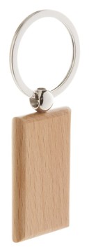 Брелок деревянный прямоугольной формы с металлическим кольцом 58x30 мм