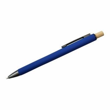 Авторучка металлическая soft touch с бамбуковой кнопкой Yukon, синяя 50010422-03 фото