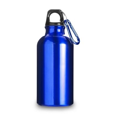 Пляшка для води 400 мл з карабіном, метал V4659, синя V4659-04-AXL фото