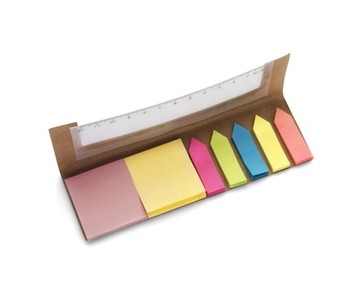Набір паперових стікерів з прозорою лінійкою в картонному футлярі